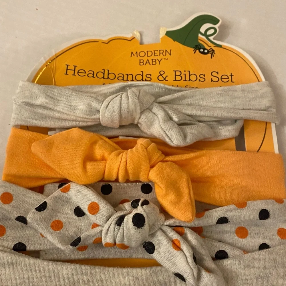 BABY Bibs and Headbands My First Halloween NWOT
